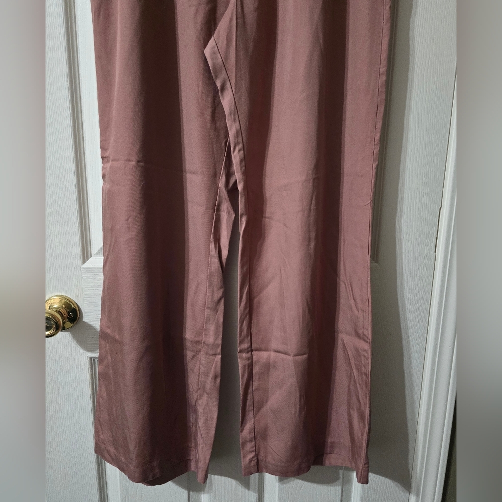 Abercrombie & Fitch Tailored Wide Leg Blush Pink Trousers, High Waist, Baggy Fit - Picture 5 of 12